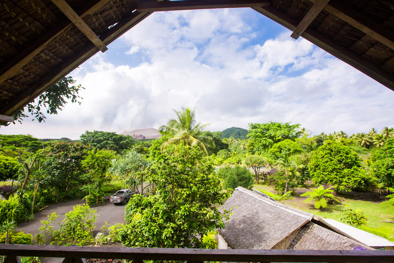Bungalow accommodation with a view of Mt Yasur, Tanna